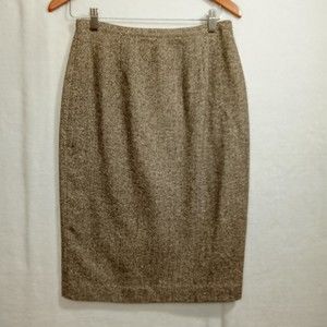 D'Onaz NWT Wool Blend Geometric Design Pencil Skirt in Brown/White size 8